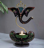Handpainted Ganesha T Light Candle Stand Iron 1 Cup Tealight Holder Multicolor Pack Of 1 Ganesh Tealight Candle Holde Image 1