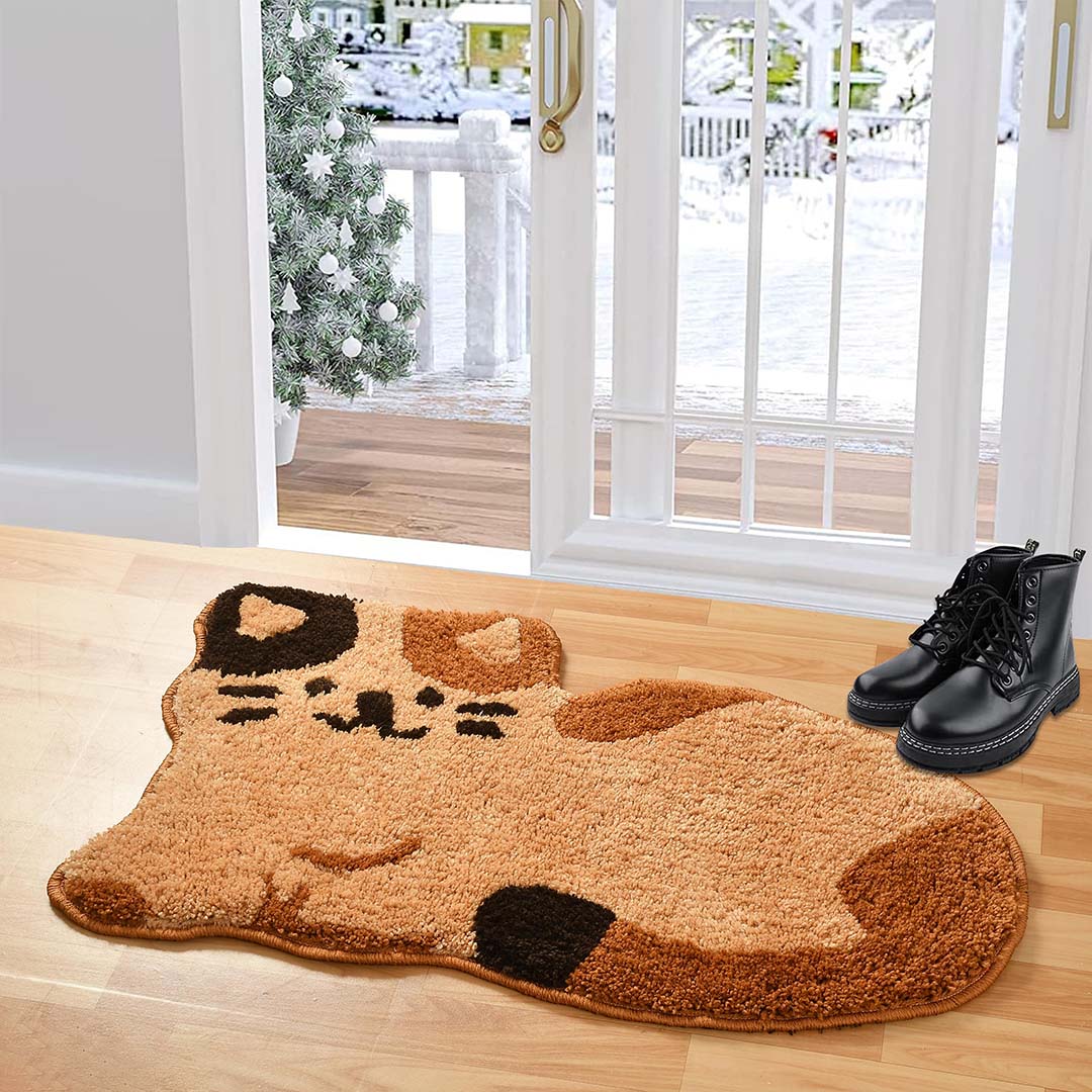 Microfiber Anti-Slip Doormat for Home & Bathroom Entrance Multicolor Cat Mat (50x80 cm) Image 1