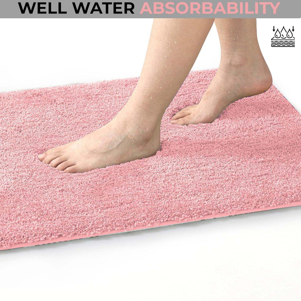 Microfiber Anti-Slip Doormat for Home & Bathroom Entrance Pink Rectangular Mat (40x60 cm) Image 2