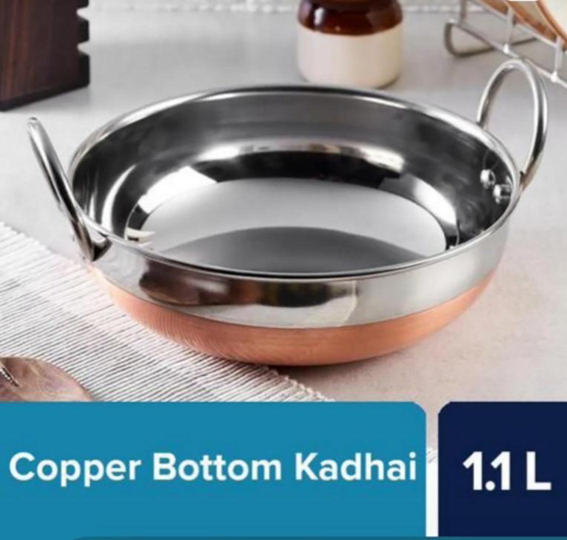 Copper Bottom Kadhai Stainless Steel Image 1