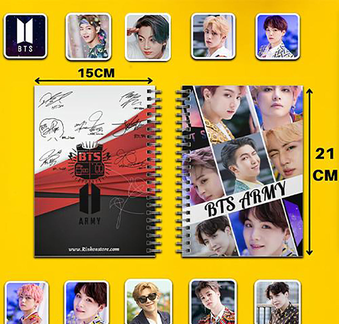 Bts Boys Printed Notebook Diary Bangton Wirebound Bookmark Stickers 68Inch A5 Note Book Unrulled 160 Pages Image 2