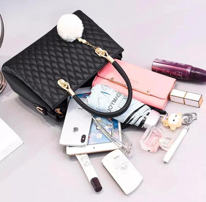 Handbag For Women And Girls Stylish Black PU Leather Bag Image 2