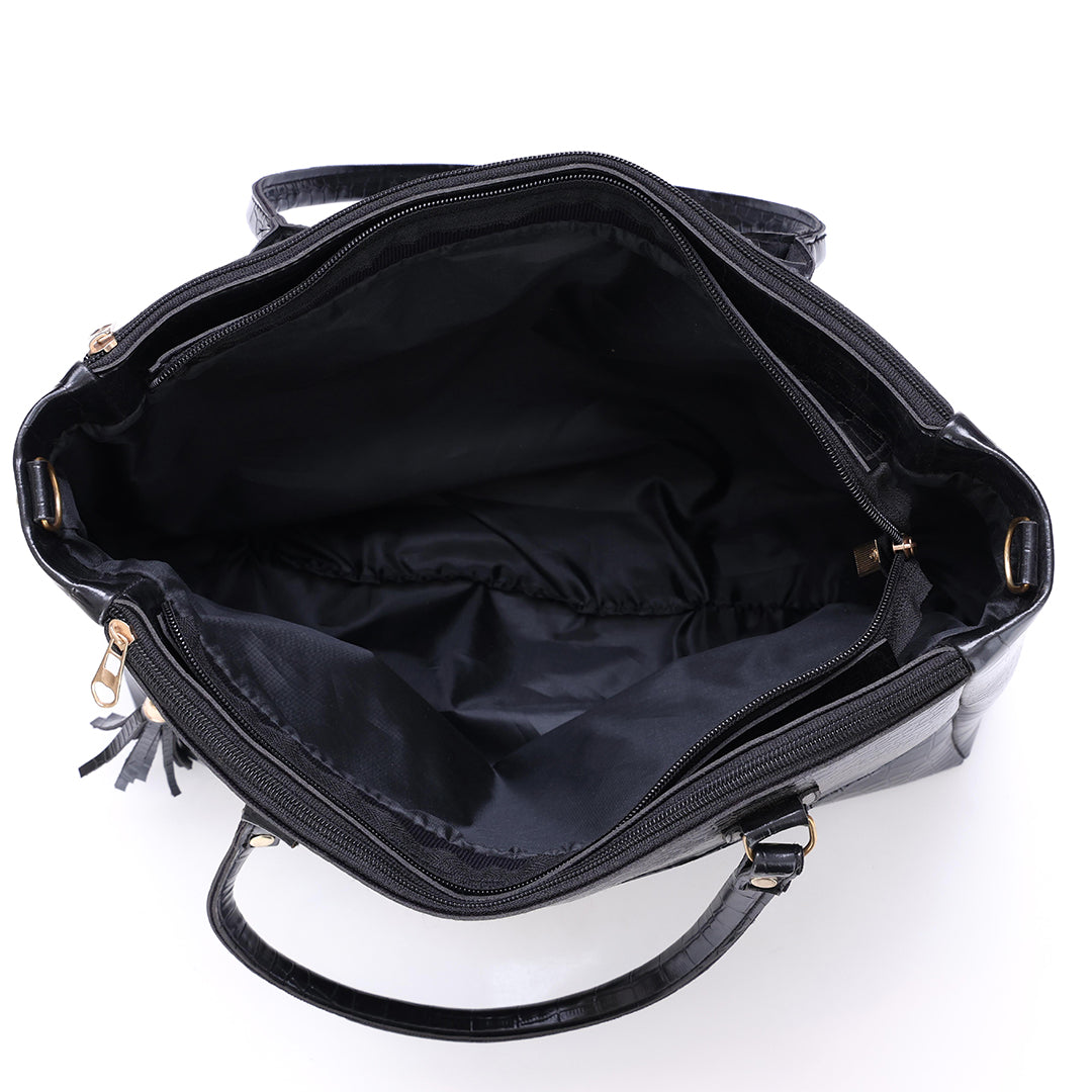 Handbag For Women And Girls Stylish Black Faux Leather/Leatherette Bag Image 4