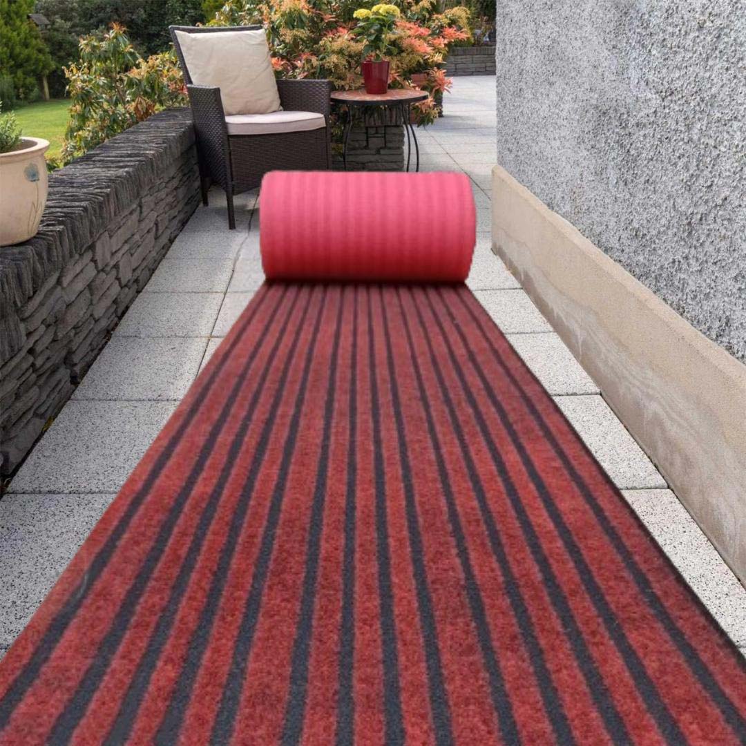 Polyester Anti-Slip Doormat for Home & Bathroom Entrance Brown Rectangular Mat (2x6 Feet) Image 2