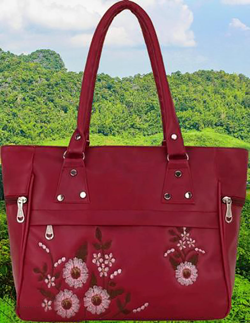 Handbag For Women And Girls Stylish Red PU Leather Bag Image 1