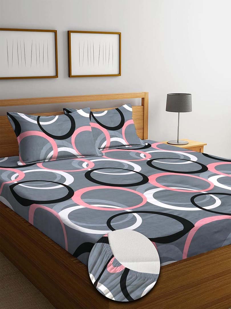 Glace Cotton (78x72 Inch) Double Size Bedsheet With 2 Pillow Cover in Multicolor Image 1