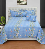 Cotton (90x100 Inch) Double Size Bedsheet With 2 Pillow Cover in Blue Color Image 4