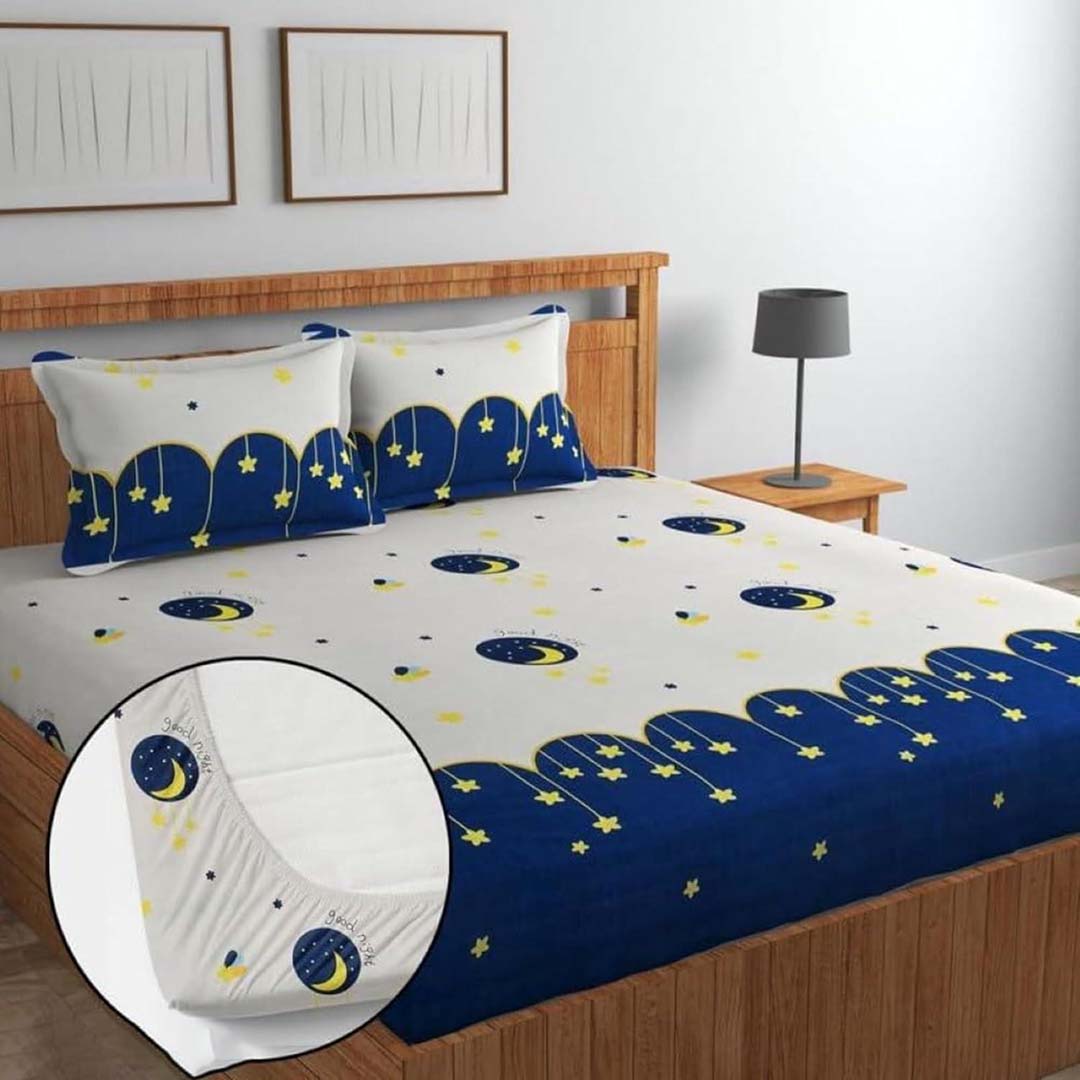 Cotton (78x72 Inch) Double Size Bedsheet With 2 Pillow Cover in Multicolor Image 1
