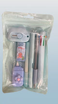 7 Pcs Cute Cartoon Stationery Set Kawaii School Office Supplies Combo Blue Image 1