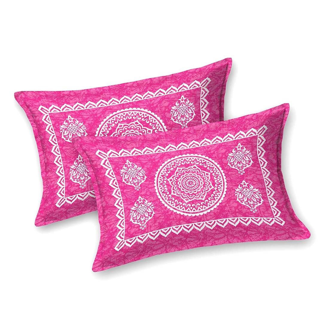 Cotton (90x100 Inch) Double Size Bedsheet With 2 Pillow Cover in Pink Color Image 3
