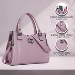 Handbag For Women And Girls Stylish Pink PU Leather Bag Image 1