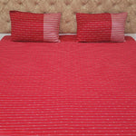 Cotton Blend (90x108 Inch) Double Size Bedsheet With 2 Pillow Cover in Red Color Image 4