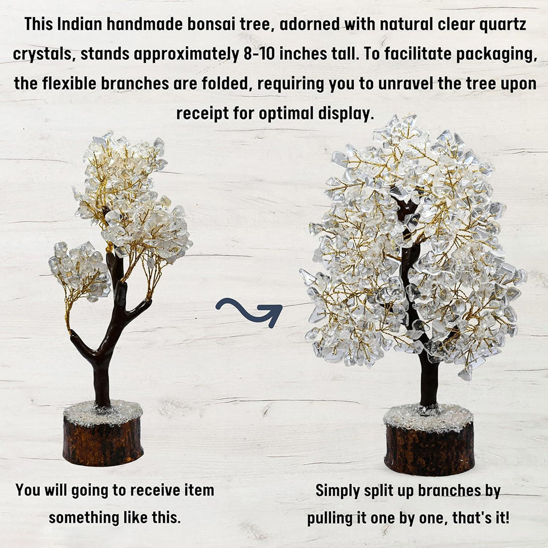 White Crystal Tree Good Luck Showpiece For Home Decor Items Crystals Gemstones Bonsai Money Tree For Good Luck Decoration Gift Item 10 12 Inch Clear Quartz Golden Wire200 Beads Image 3