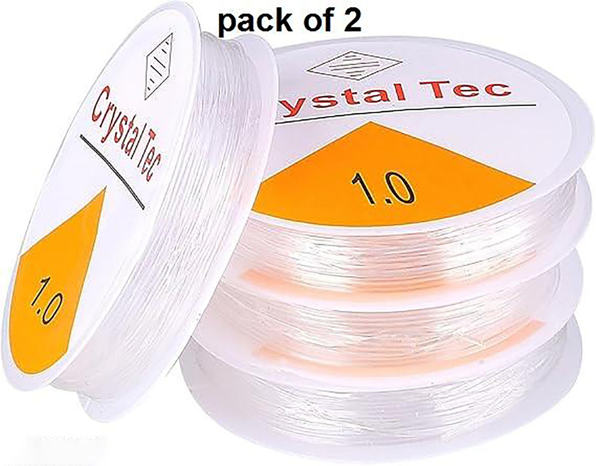 1 Mm 2Pcs Of Transparent Stretchy Elastic Cord Clear Round For Beading Necklaces Bracelet Spool Necklace Jewellry Making And Craft Bracelet Beads Thread Making Wire Roll Pack Of 2 Image 2