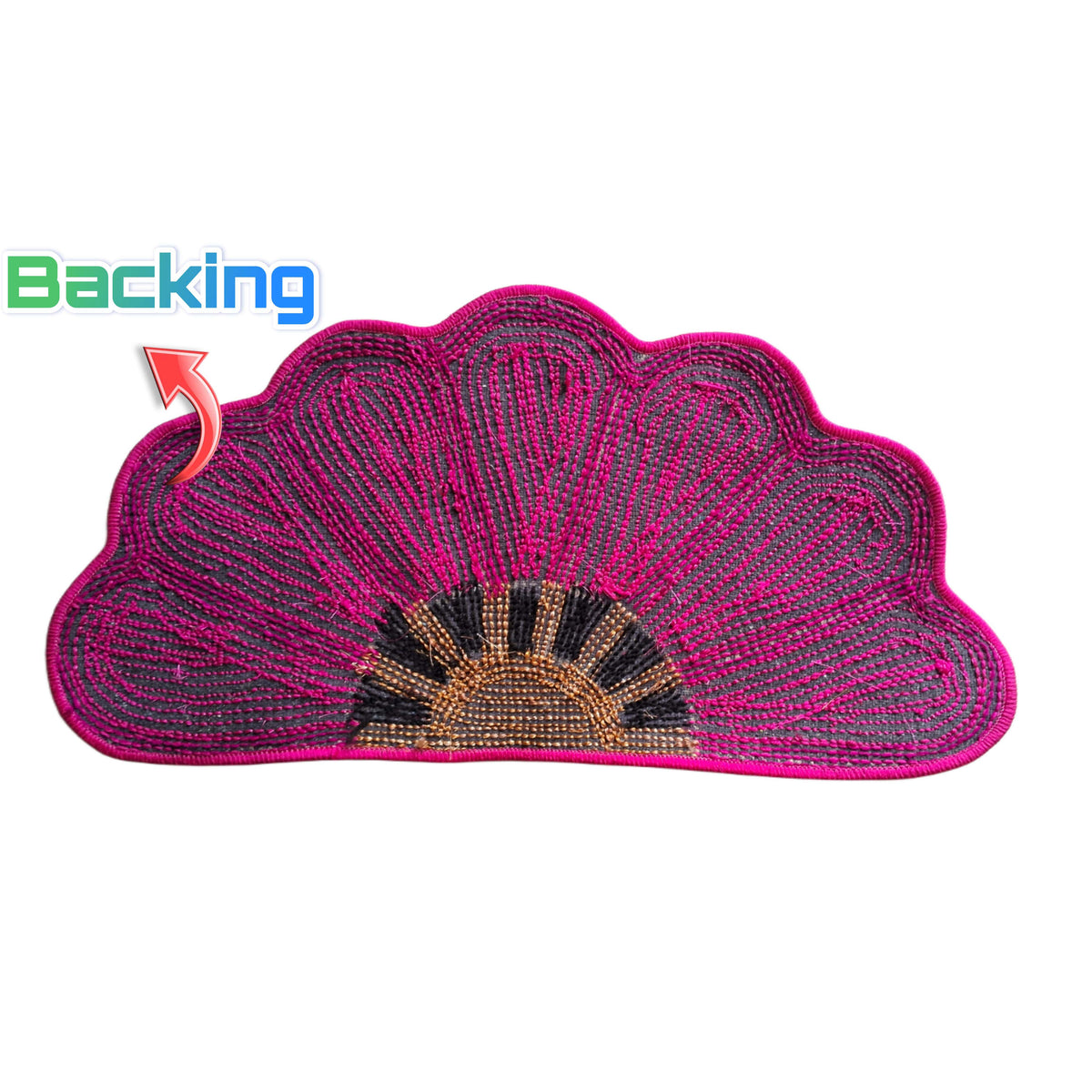 Polyester Anti-Slip Doormat for Home & Bathroom Entrance Pink Semi Circle Mat (50x58 cm) Image 4