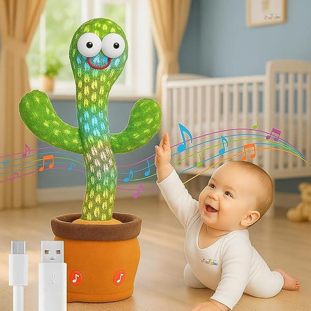 Dancing Cactus Talking Toy Cactus Plush Rechargeable Toy Wriggle Singing Recording Repeat For Babies Children Playing Home Decorate Toy Image 1