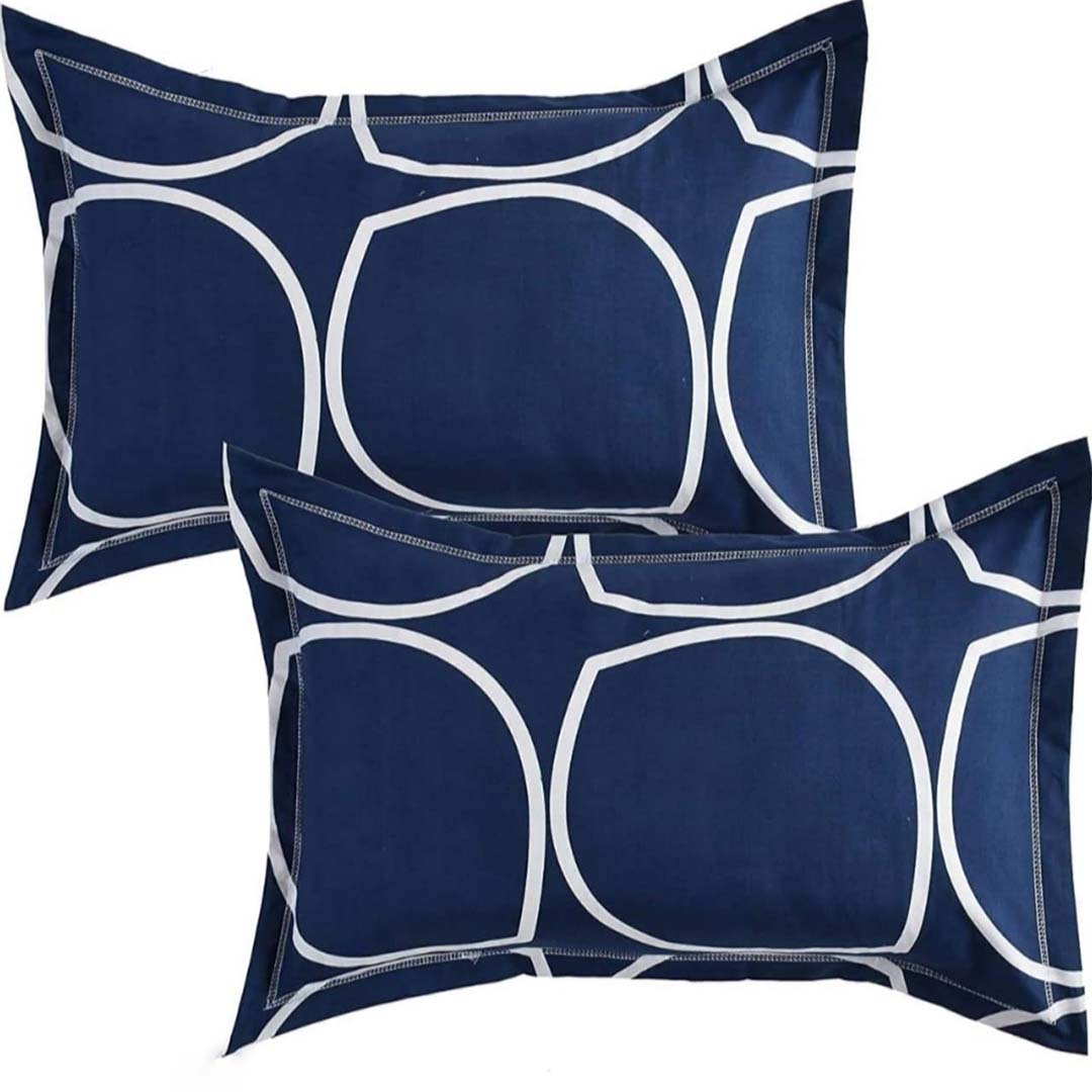 Glace Cotton (78x72 Inch) Double Size Bedsheet With 2 Pillow Cover in Blue Color Image 4