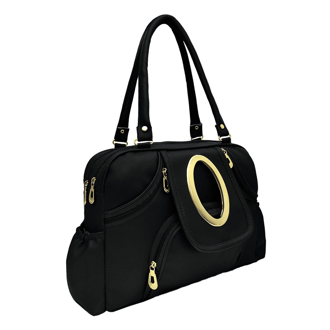Handbag For Women And Girls Stylish Black Fabric Bag Image 3
