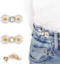 2 Sets Pant Waist Tightener Detachable Jean Buttons For Loose Jeans No Sew And No Tools Button Pins For Jeans Adjustable Jean Buttons Pins Daisy Flower Instant Pants Button Tightener Image 1