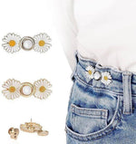 2 Sets Pant Waist Tightener Detachable Jean Buttons For Loose Jeans No Sew And No Tools Button Pins For Jeans Adjustable Jean Buttons Pins Daisy Flower Instant Pants Button Tightener Image 1