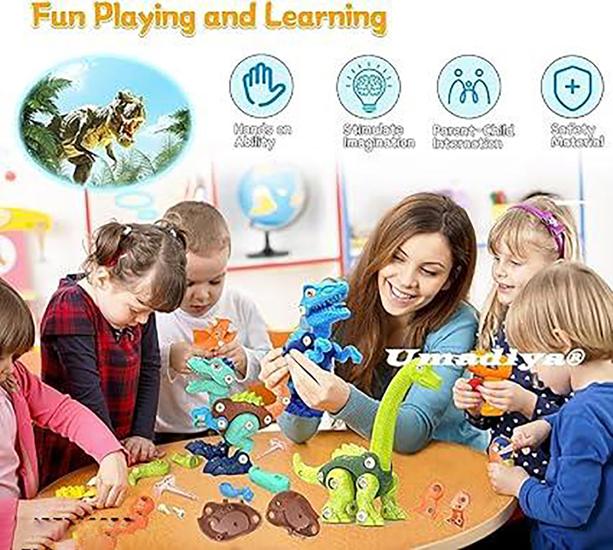 Dinosaur Toys Pack Of 3 Dinosaurs Dino Kids Building Learning Toys Stem Toy For Boys And Girls Image 2