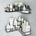Pack Of 2 Self Adhesive Shelfstorage Organizer For Bathroom And Kitchen Corner Wall Mounted Rack Shelf Bathroom Accessories Storage Rack No Drilling Shelf Adhesive 8 And 9 Inchblack Image 1