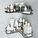 Pack Of 2 Self Adhesive Shelfstorage Organizer For Bathroom And Kitchen Corner Wall Mounted Rack Shelf Bathroom Accessories Storage Rack No Drilling Shelf Adhesive 8 And 9 Inchblack Image 1