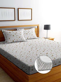 Glace Cotton (78x72 Inch) Double Size Bedsheet With 2 Pillow Cover in Grey Color Image 1