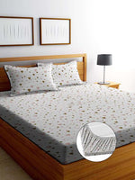 Glace Cotton (78x72 Inch) Double Size Bedsheet With 2 Pillow Cover in Grey Color Image 1