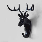 Plastic Deer Head Hanging Hook Self Adhesive Wall Door Hook Hanger Bag Keys Sticky Holder Black Image 4