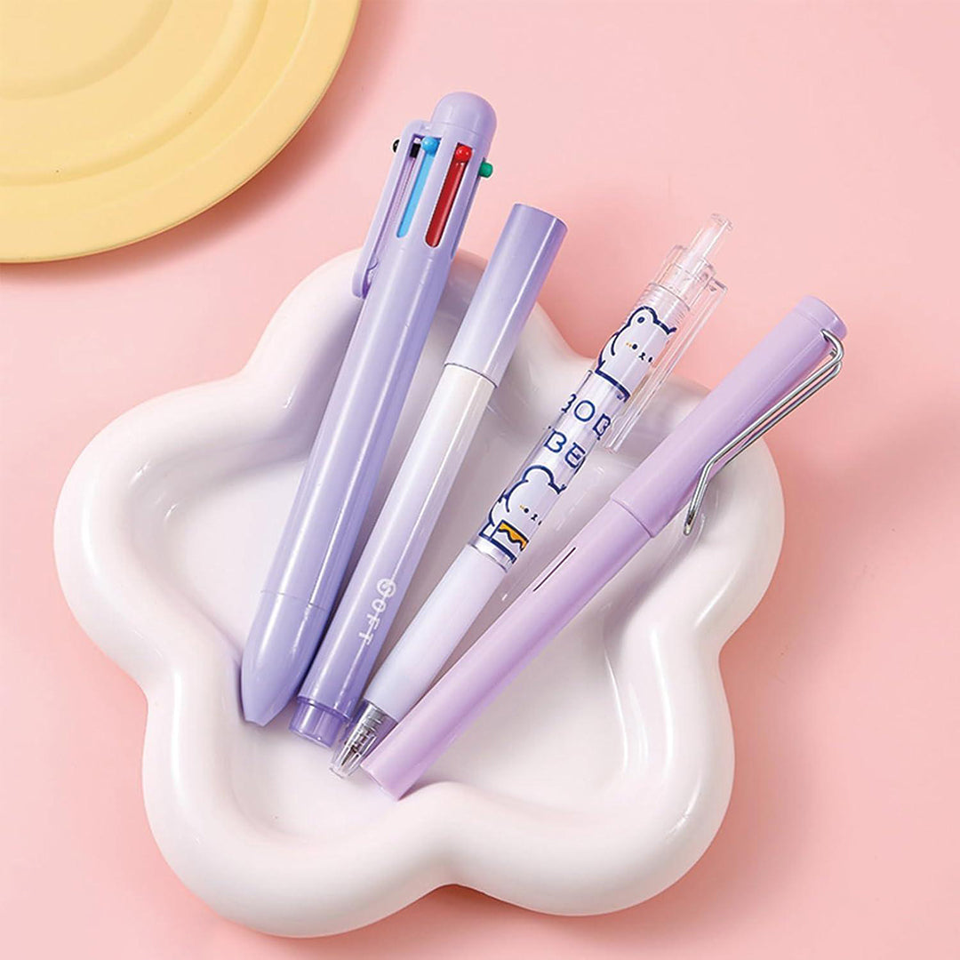 7 Pcs Cute Pink Stationery Set School Supplies Office Supplies Including Ballpoint Pens Pencil Sharpener Highlighter Correction Tape Ruler Utility Knife Pink Image 3