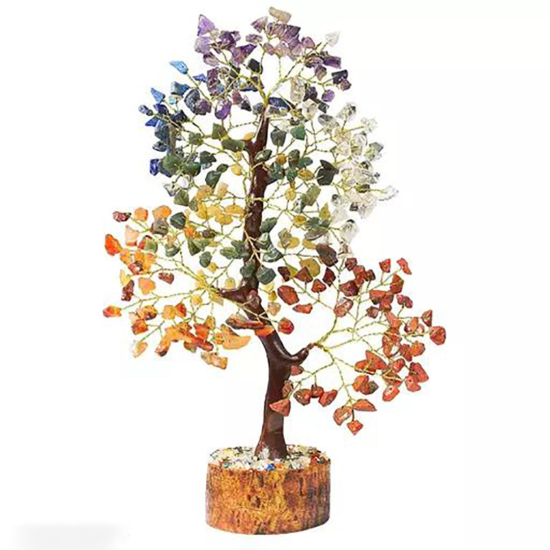 Seven Chakra Natural Healing Gemstone Crystal Bonsai Fortune Money Tree Wishing Tree Feng Shui Bonsai For Reiki Healing Chakra Stone Balancing Energy Generator Spiritual Meditation Gifts Home Office Image 1