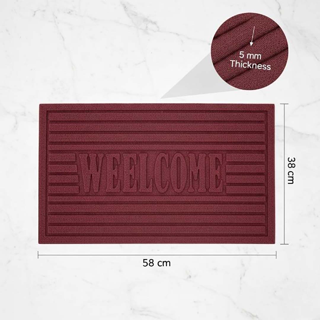 Rubber Anti-Slip Doormat for Home & Bathroom Entrance Maroon rectangular Mat (38x58 cm) Image 3