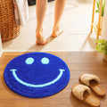 Velvet Anti-Slip Doormat for Home & Bathroom Entrance Blue Round Mat (40x60 cm) Image 1