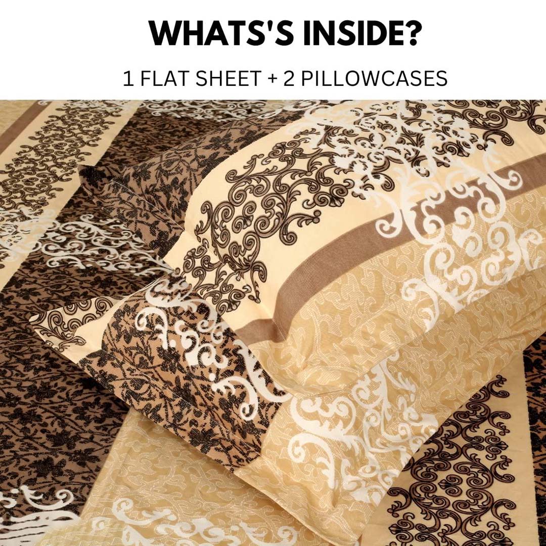 Cotton (90x100 Inch) Double Size Bedsheet With 2 Pillow Cover in Multicolor Image 4