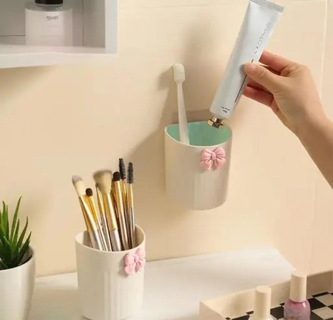 Wall Mount Makeup Organizer Modern Plastic Cosmetic Storage Rack Lightweight No Electricity Needed Bathroom Accessory Holder For Brushes Tubes Multicolour Pack Of 2 Image 2