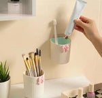 Wall Mount Makeup Organizer Modern Plastic Cosmetic Storage Rack Lightweight No Electricity Needed Bathroom Accessory Holder For Brushes Tubes Multicolour Pack Of 2 Image 2