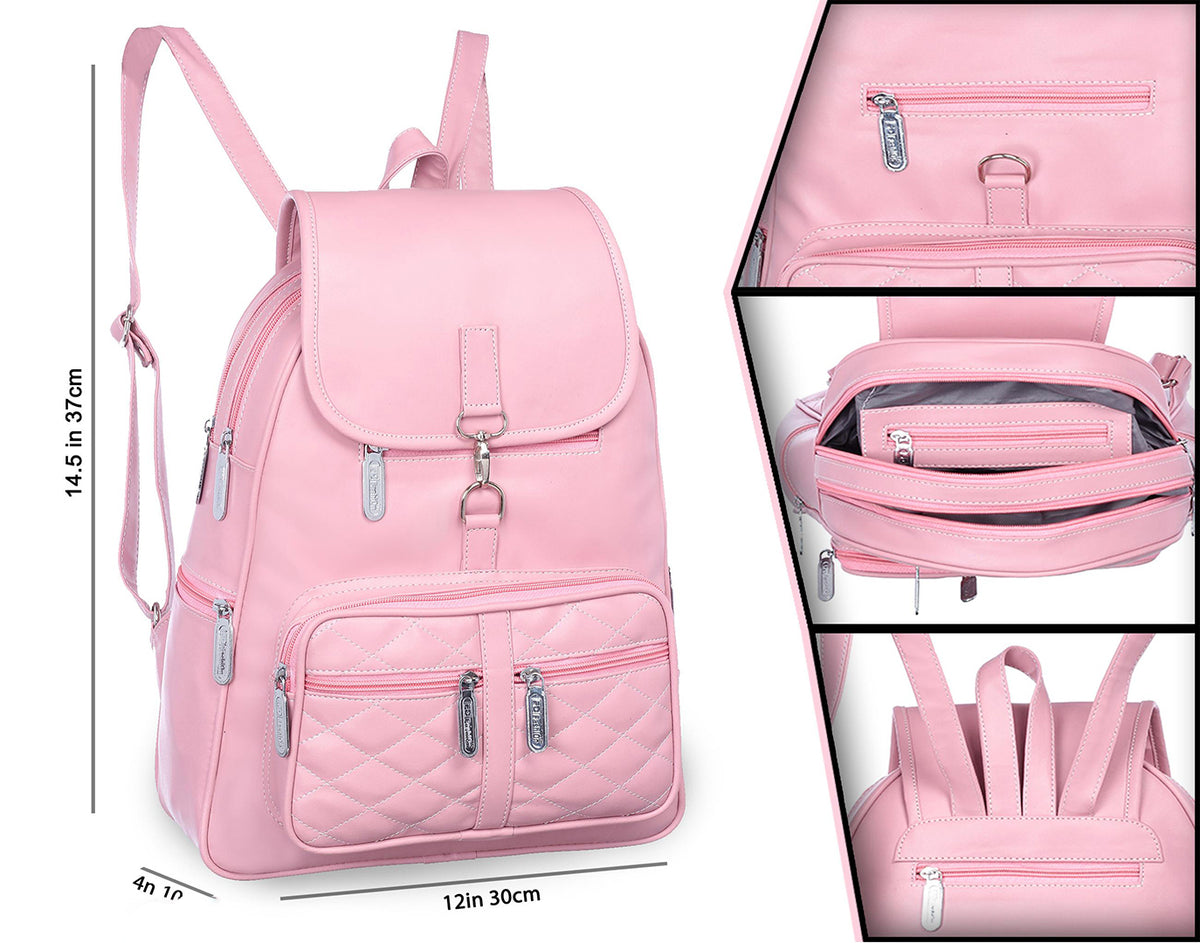 Handbag For Women And Girls Stylish Pink PU Leather Bag Image 4