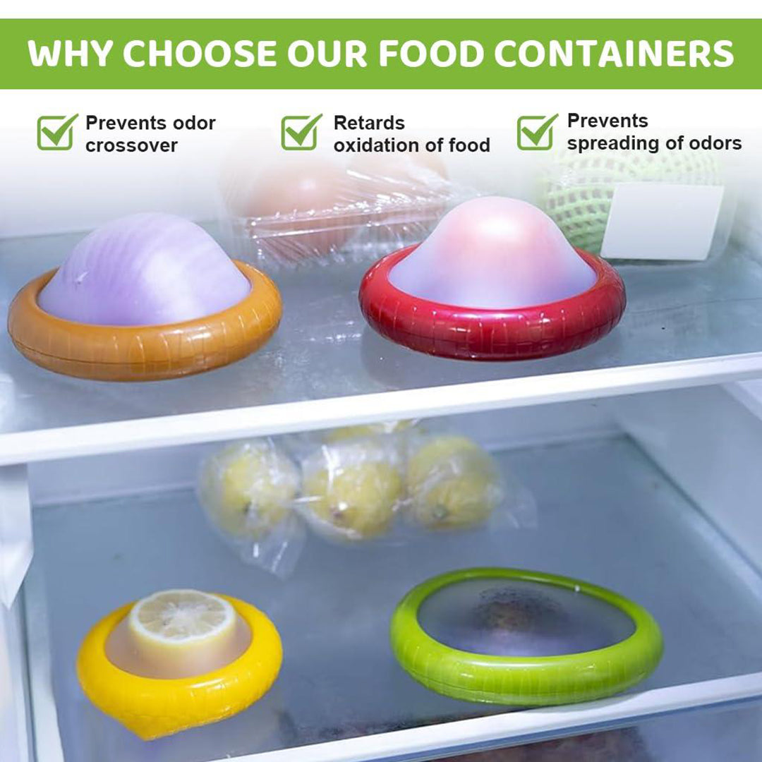 Fruit And Vegetable Anti Oxidation Storage Box Cut Fruit Storage Containers For Fridgesilicone Fruit And Vegetable Cover 4 Pc multicolor Image 3