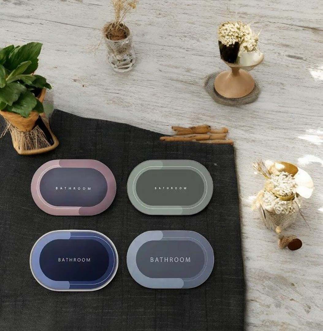 PVC Anti-Slip Doormat for Home & Bathroom Entrance Multicolor oval Mat (40x60 cm) 4 Pcs Image 1