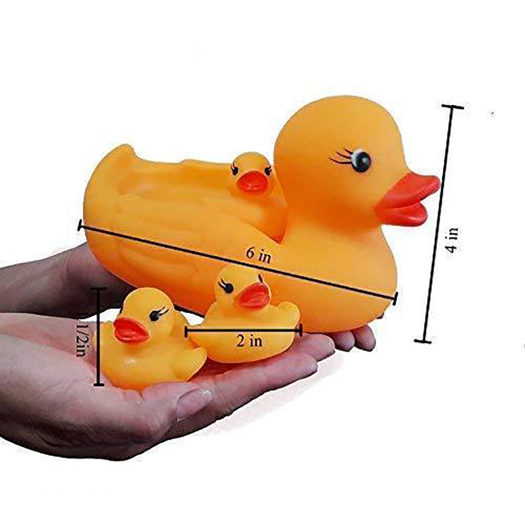 Rattles Multi Color squeeze Chu Chu Ducks Duck Family Bath Rubber Toy Yellow Set Of 4 Chu Chu Sound Bathtub Toys Image 4