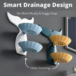 Soap Holder For Bathroom Self Adhesive Mermaid Shape Double Layer Soap Case Image 3