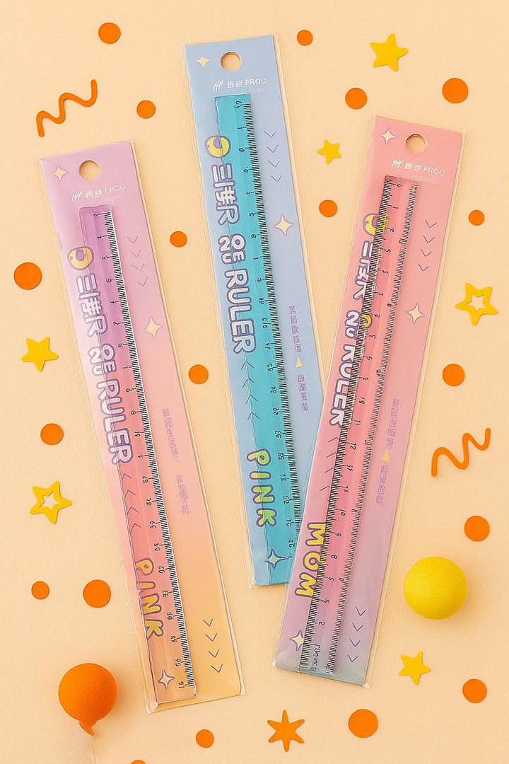 Pastel 20Cm Transparent Ruler Set Pack Of 3 Pink Purple Blue Image 2