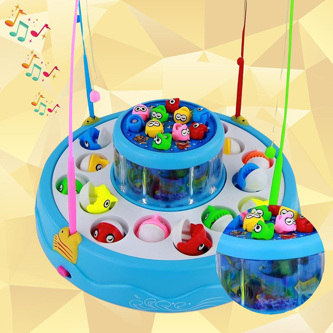 Go Go Fishing Game Toy Set Rotating Boards Pools Premium Version Fishing Set Quiet Play Option For Parents For Toddlers And Kids Image 1