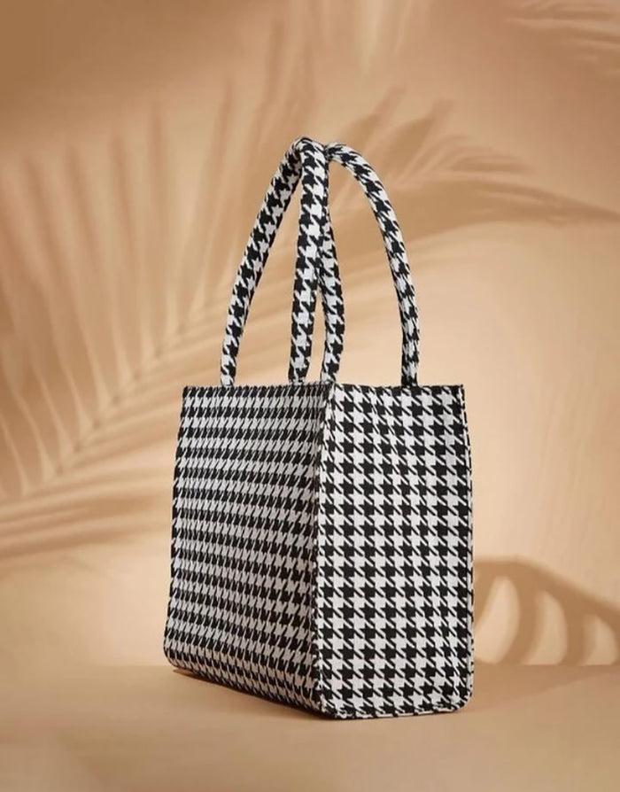 Handbag For Women And Girls Stylish Black & White Fabric Bag Image 1