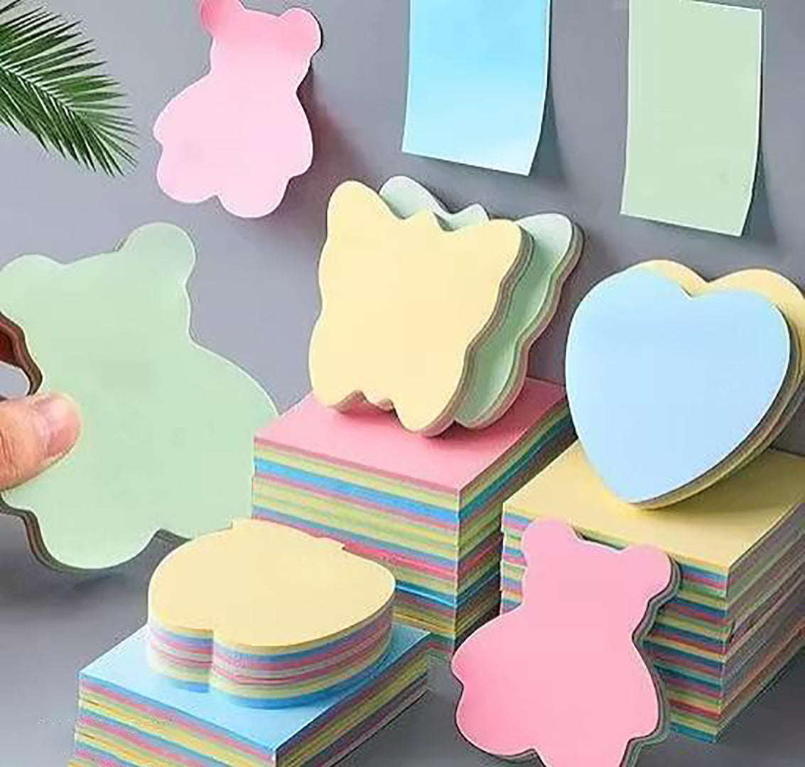 Sticky Notes 400 Sheets Cute Shapes 4 Random Shapes X 100 Sheets Each Self Adhesive For Reminders Notes School Study Office Organizing Memo Meetings Pad Multicolor Image 3