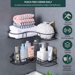 Pack Of 2 Self Adhesive Shelfstorage Organizer For Bathroom And Kitchen Corner Wall Mounted Rack Shelf Bathroom Accessories Storage Rack No Drilling Shelf Adhesive 8 And 9 Inchblack Image 4