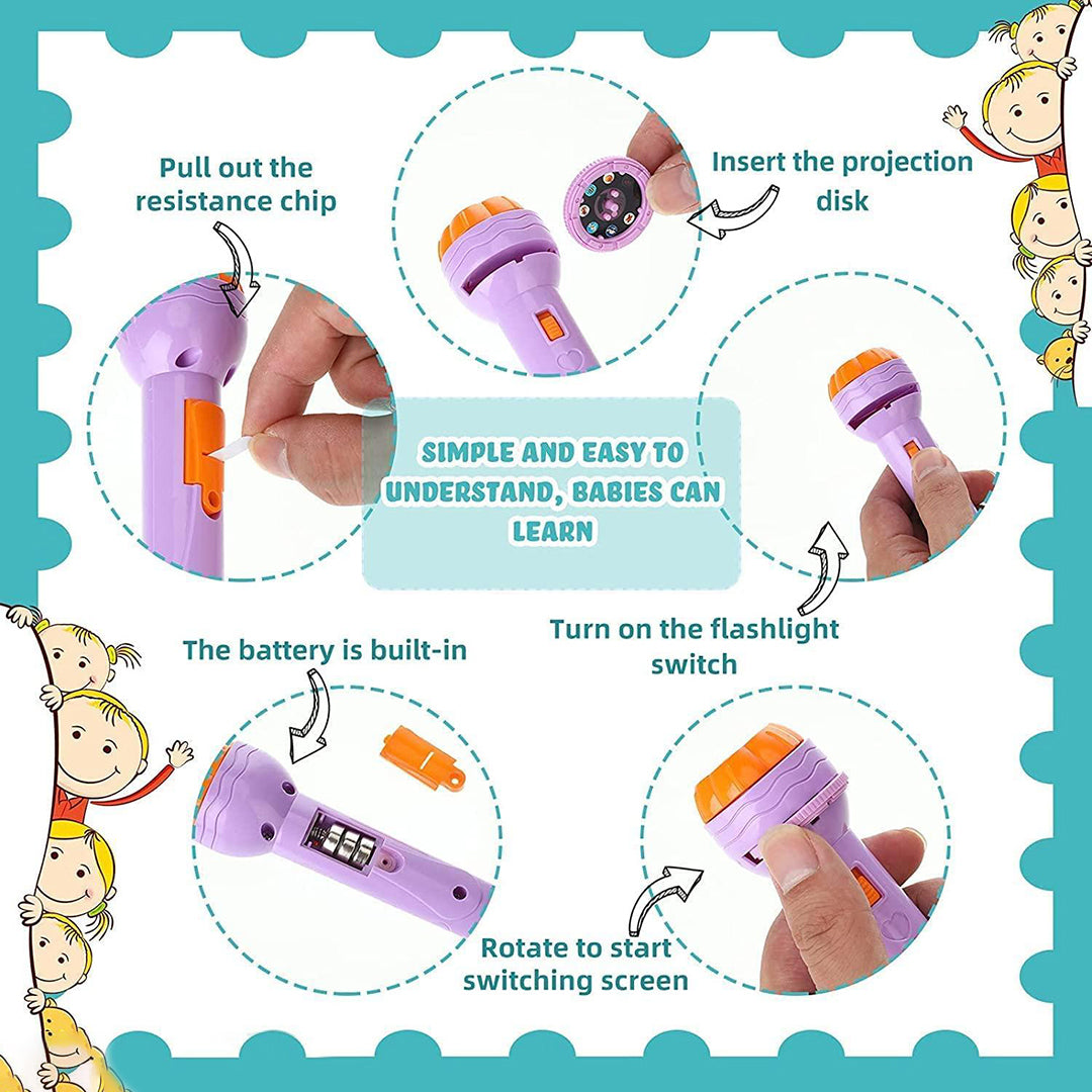 Patterns Mini Projector Torch Toy Slide Flashlight Projector Torch For Kids Before Going To Bed Best Education Learning Gift For Kids Image 4