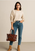 Handbag For Women And Girls Stylish Brown Faux Leather/Leatherette Bag Image 4