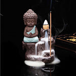 Miss Peach Handicrafted Meditating Monk Buddha Smoke Backflow Incense Burner With 10 Smoke Backflow Incense Cone In Incense Stickssmoke Fountainbuddha Smoke Fountainsmoke Waterfall Fountain Home Decor Image 1